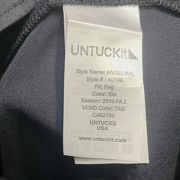Untuckit Angelina Shirt Dress Womens 2 MIDI Black Cotton Stretch Business Travel - Picture 6 of 8